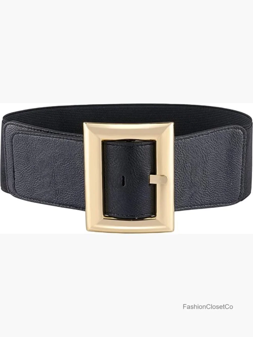 Women Wide Elastic Dress Belt Stretch Waist Cinch Belt Vintage PU Leather Buckle